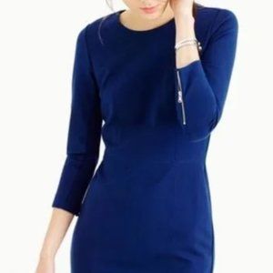 J. Crew Sheath 3/4 Sleeve Sleeve Structured Scuba Work Dress Dark Blue